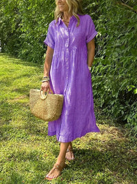 Women's Striped Shirt Midi Dress - close-up