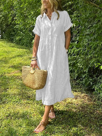 Women's Striped Shirt Midi Dress - front