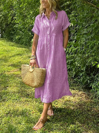 Women's Striped Shirt Midi Dress - lifestyle