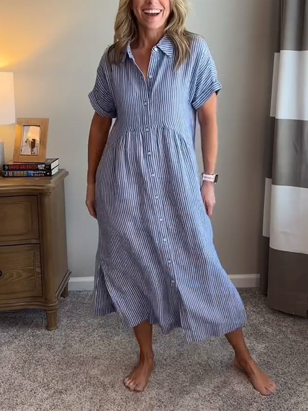Women's Striped Shirt Midi Dress - look