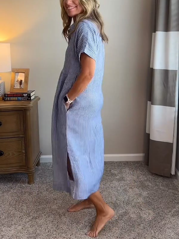 Women's Striped Shirt Midi Dress - look