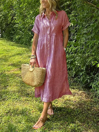 Women's Striped Shirt Midi Dress - side