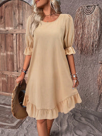Women's Tummy Covering Summer Dress | Ruffle Hem - front