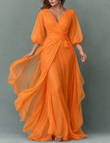 Women's V-Neck Tiered Maxi Dress | Wedding Guest Cascading Ruffle Skirt