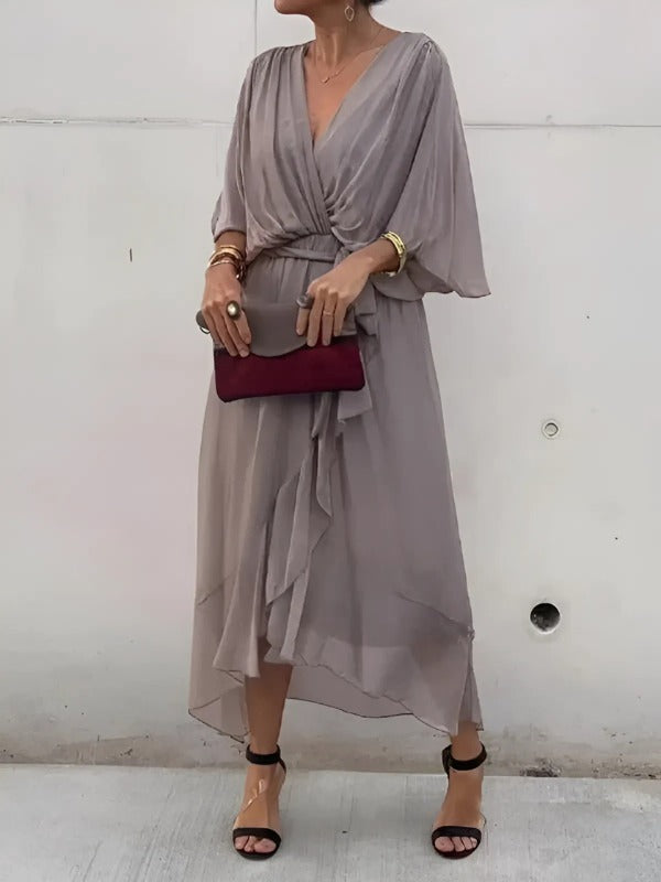 Women's Wrap V-Neck Midi Dress - detail