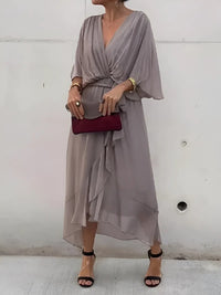 Women's Wrap V-Neck Midi Dress - detail