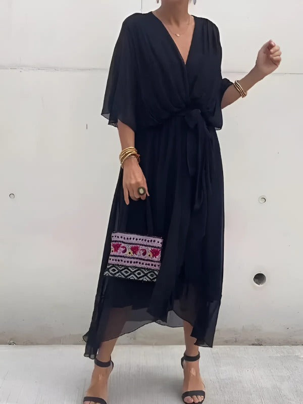 Women's Wrap V-Neck Midi Dress - hero